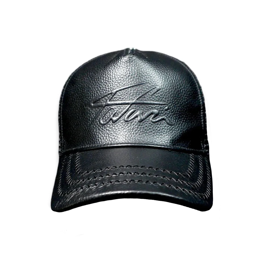 TAJI LEATHER TRUCKER HAT