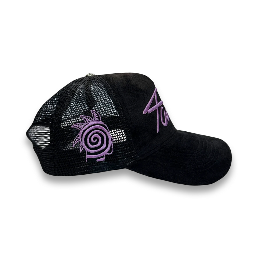 LAVENDER TAJI VELVET TRUCKER HAT