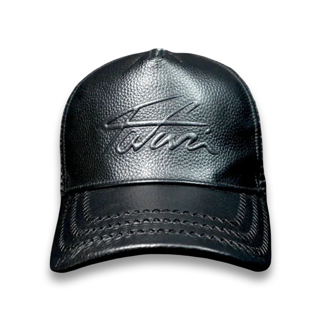 TAJI LEATHER TRUCKER HAT